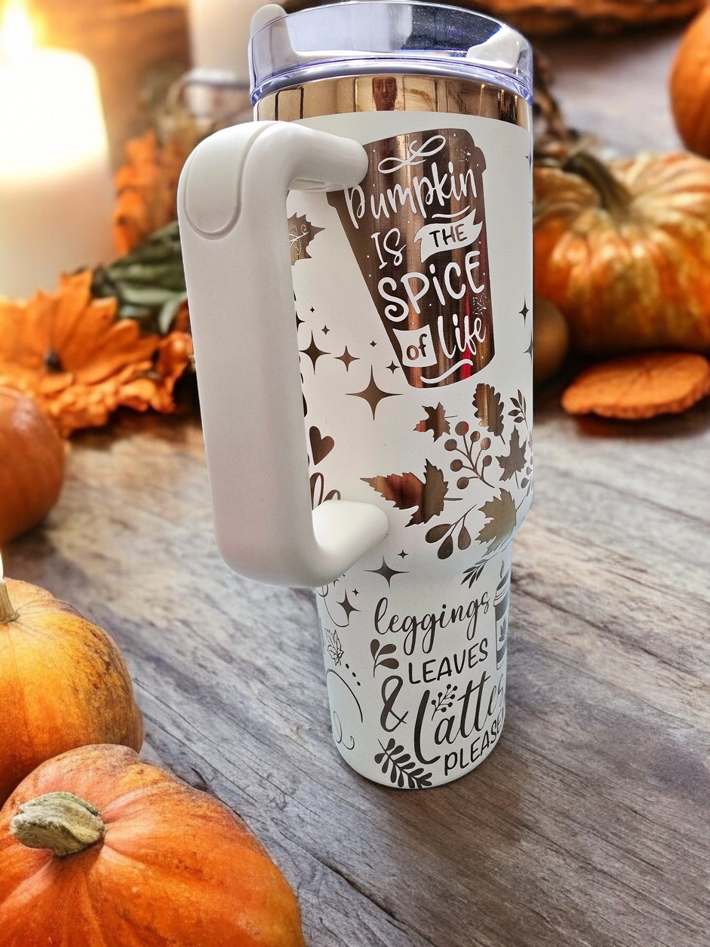 Pumpkin Spice Engraved Full Wrap Design 40oz Tumbler, Digital Download, Seamless SVG For Laser Rotary