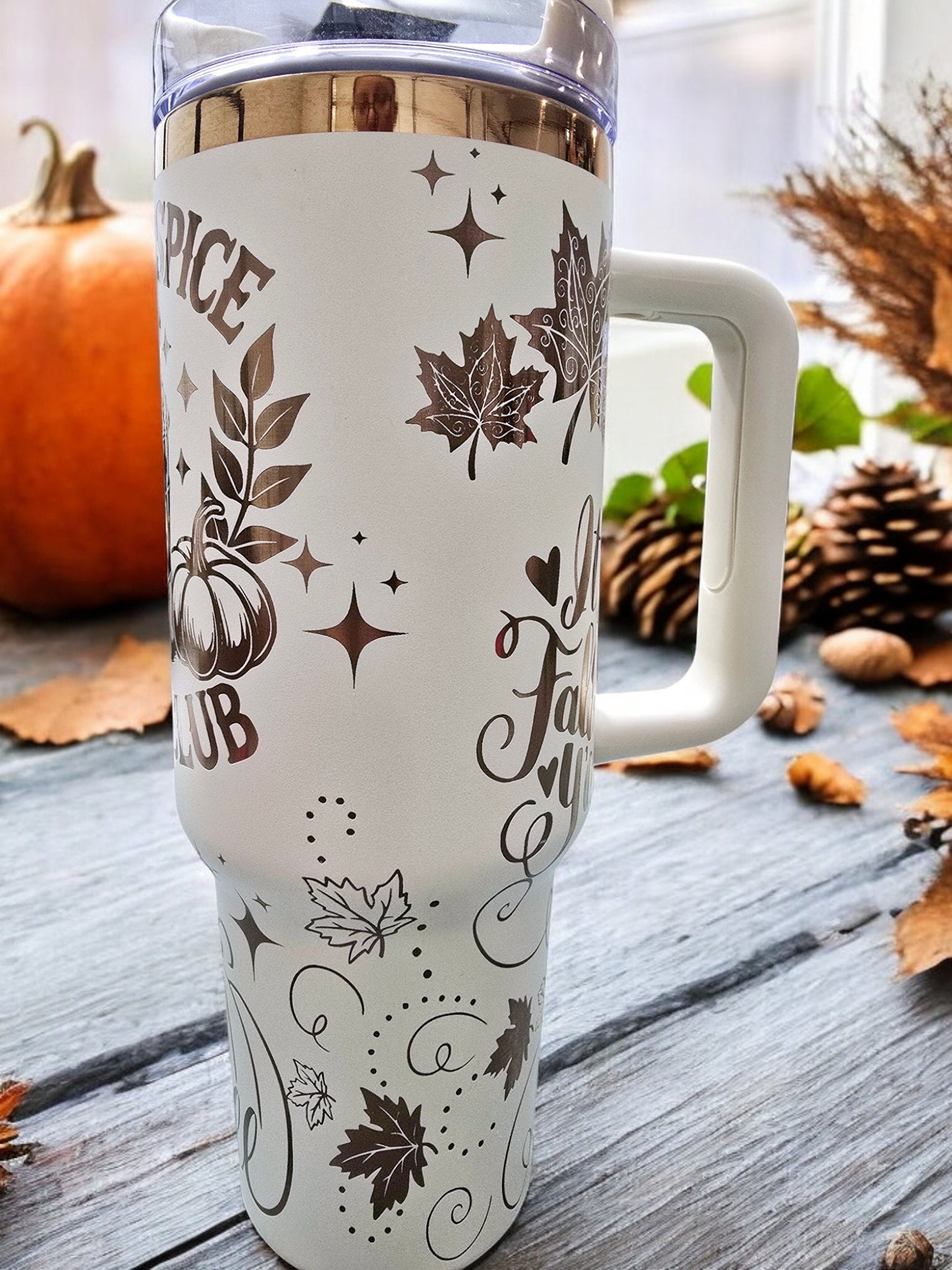 Pumpkin Spice Engraved Full Wrap Design 40oz Tumbler, Digital Download, Seamless SVG For Laser Rotary