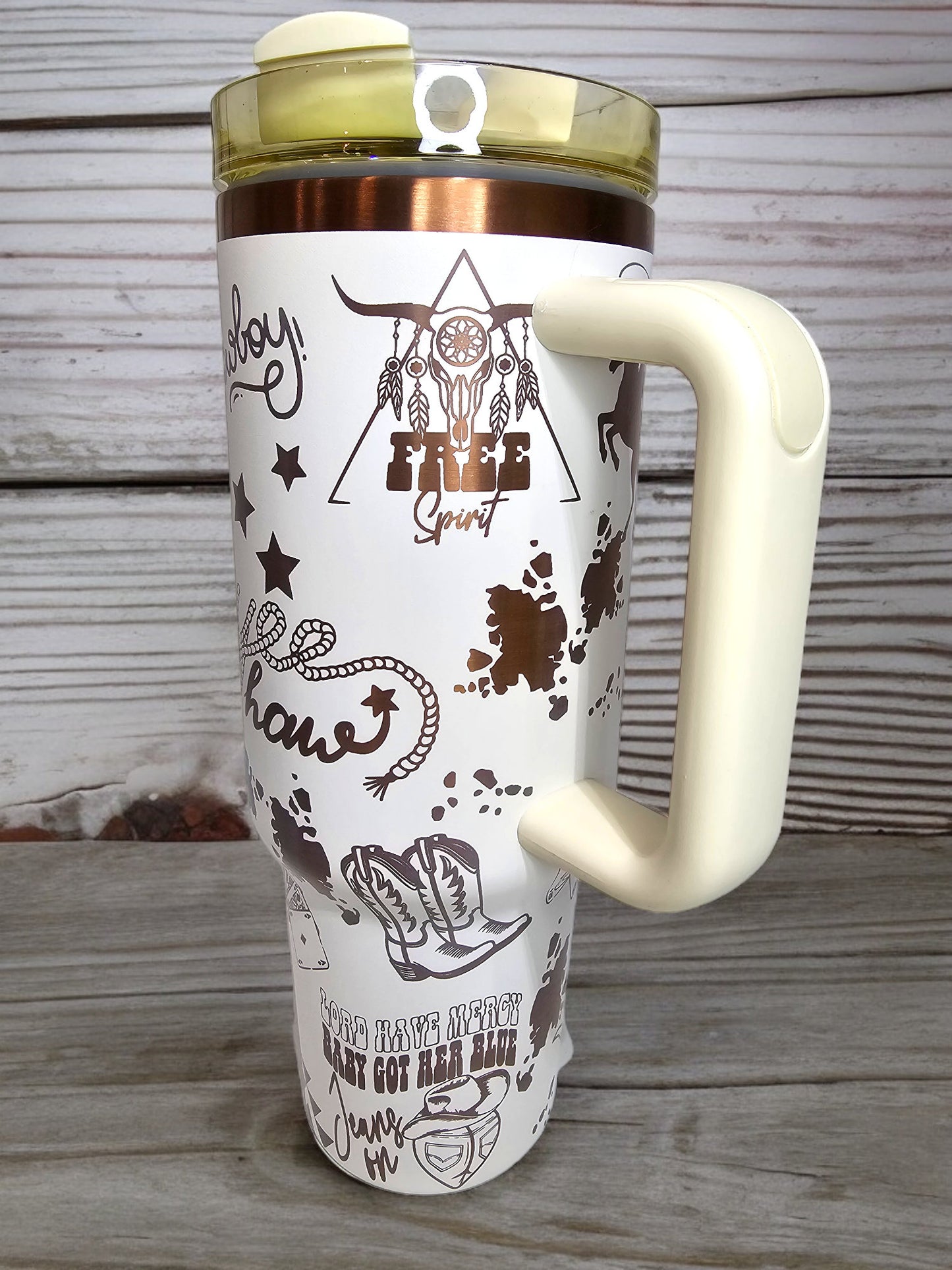 Western Laser Engraved Full Wrap Design 40oz Tumbler