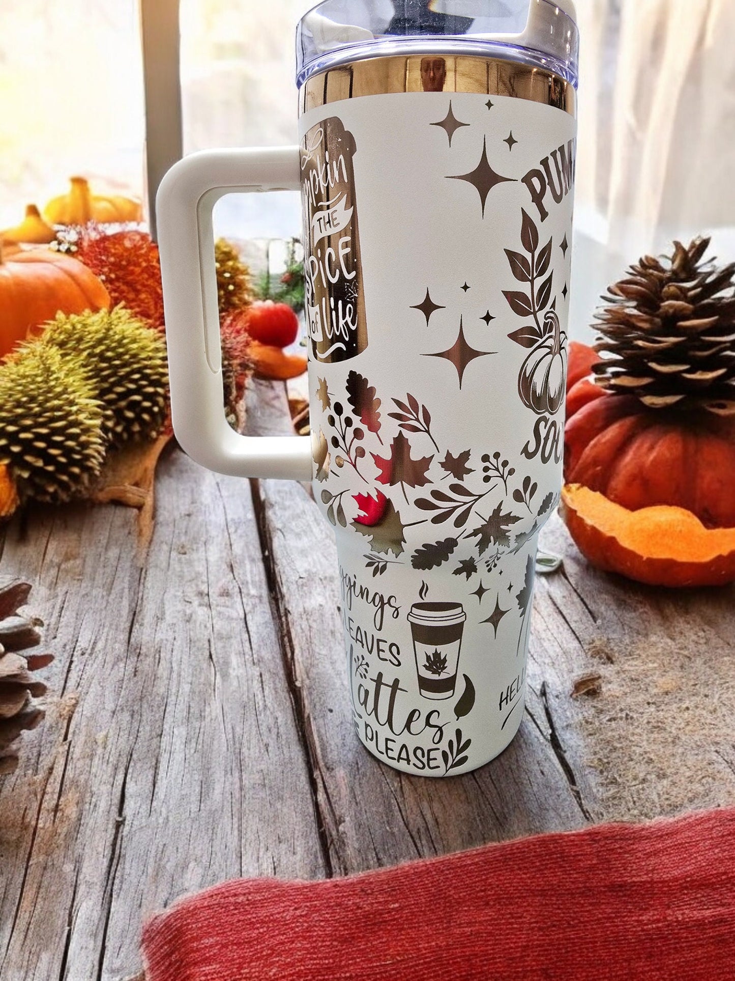 Pumpkin Spice Engraved Full Wrap Design 40oz Tumbler, Digital Download, Seamless SVG For Laser Rotary