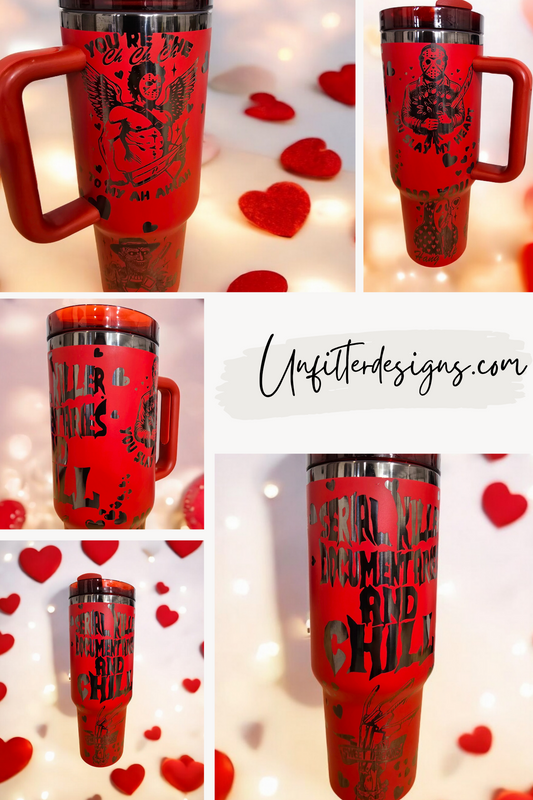 Valentines Horror Engraved Full Wrap Design 40oz Tumbler