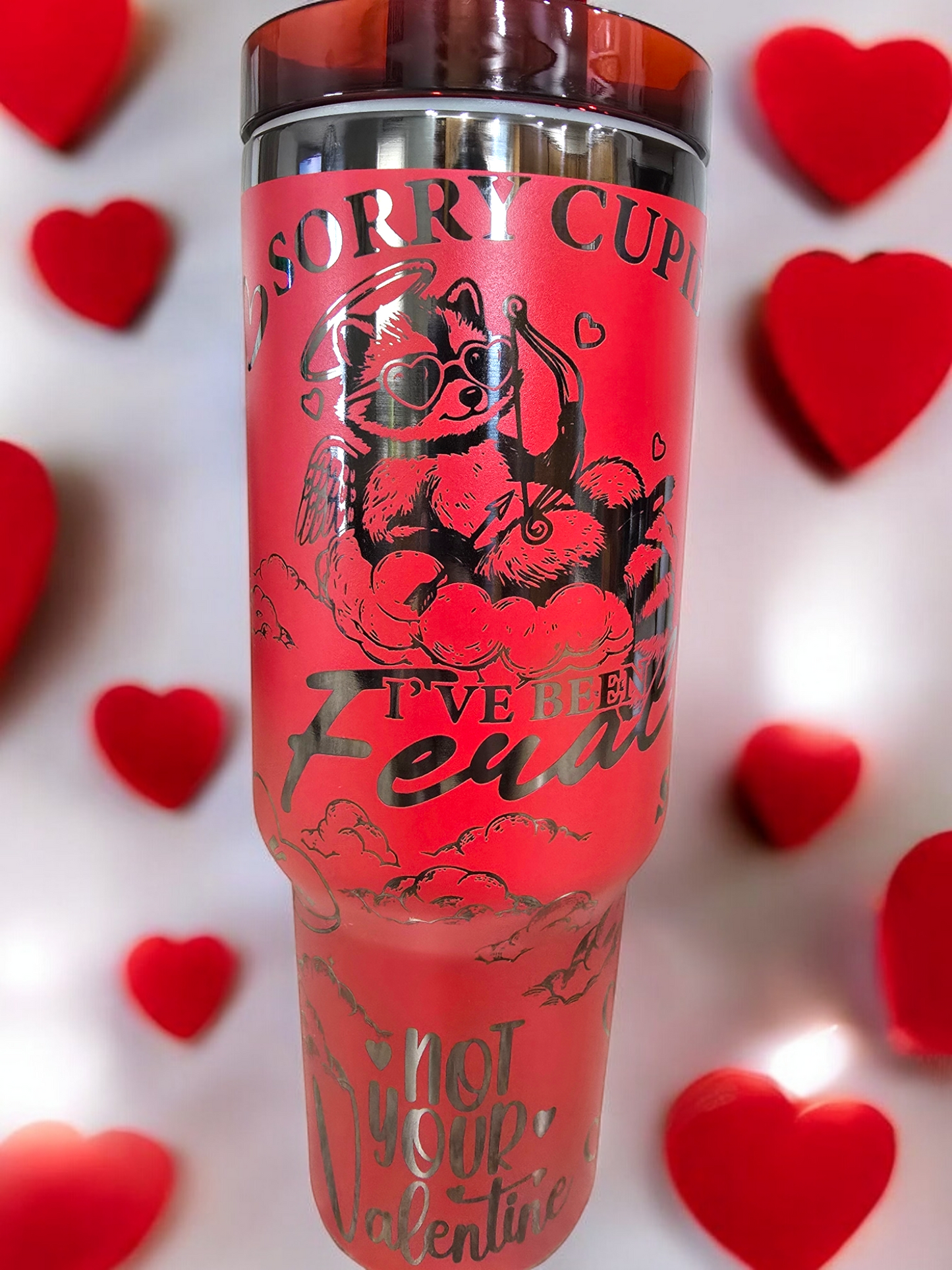 Sorry Cupid Engraved Full Wrap Design 40oz Tumbler