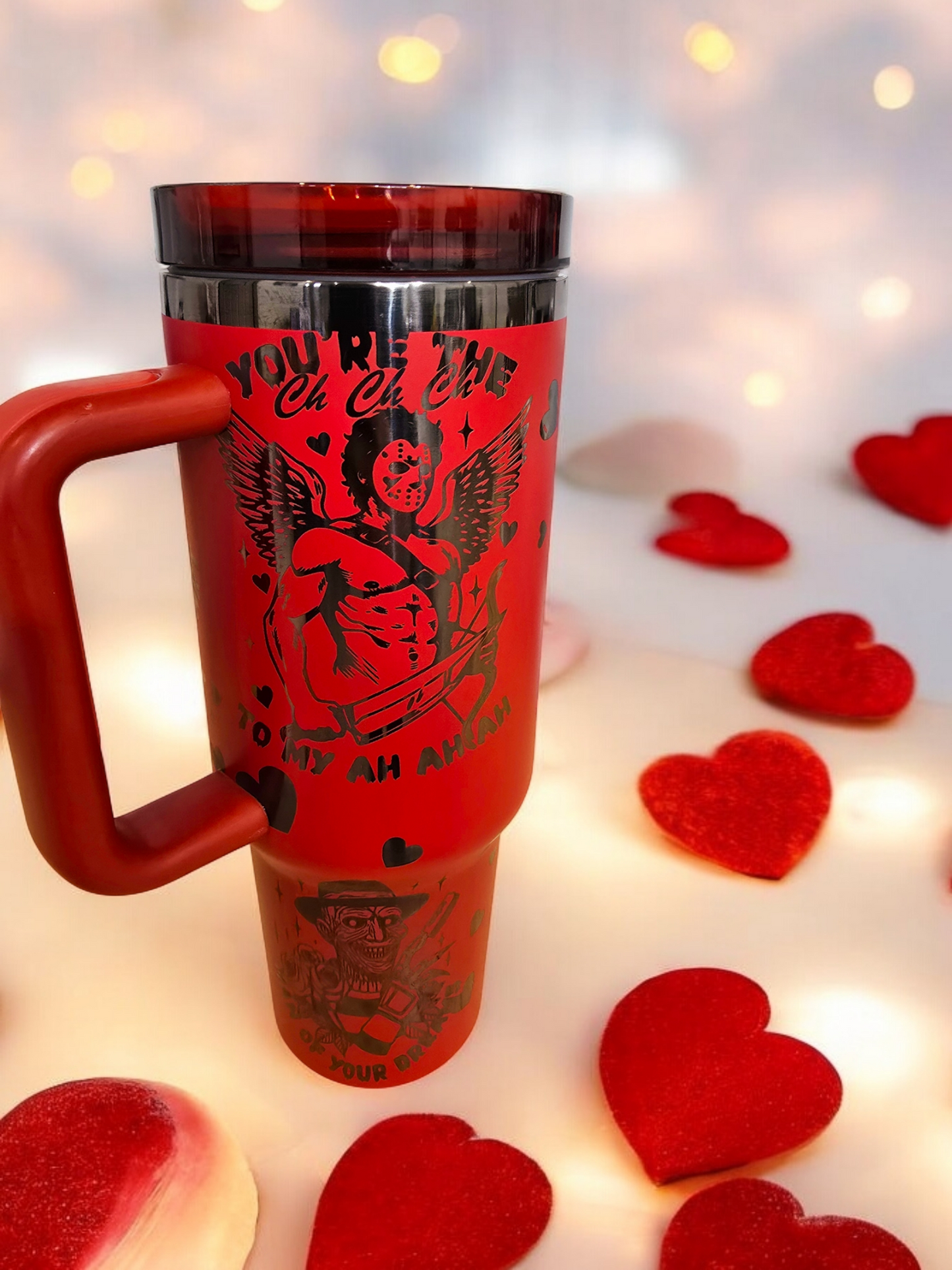 Valentines Horror Engraved Full Wrap Design 40oz Tumbler