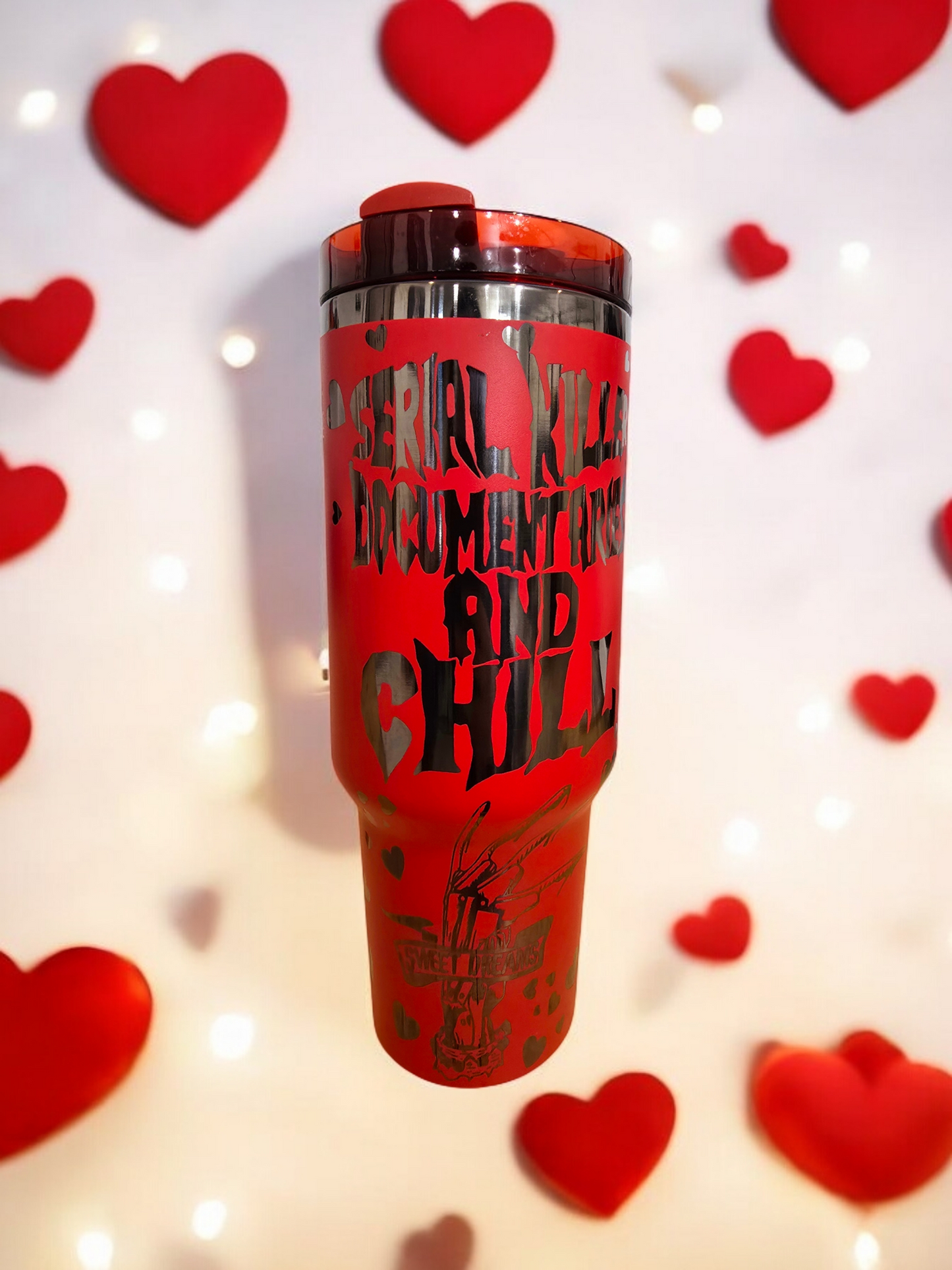 Valentines Horror Engraved Full Wrap Design 40oz Tumbler