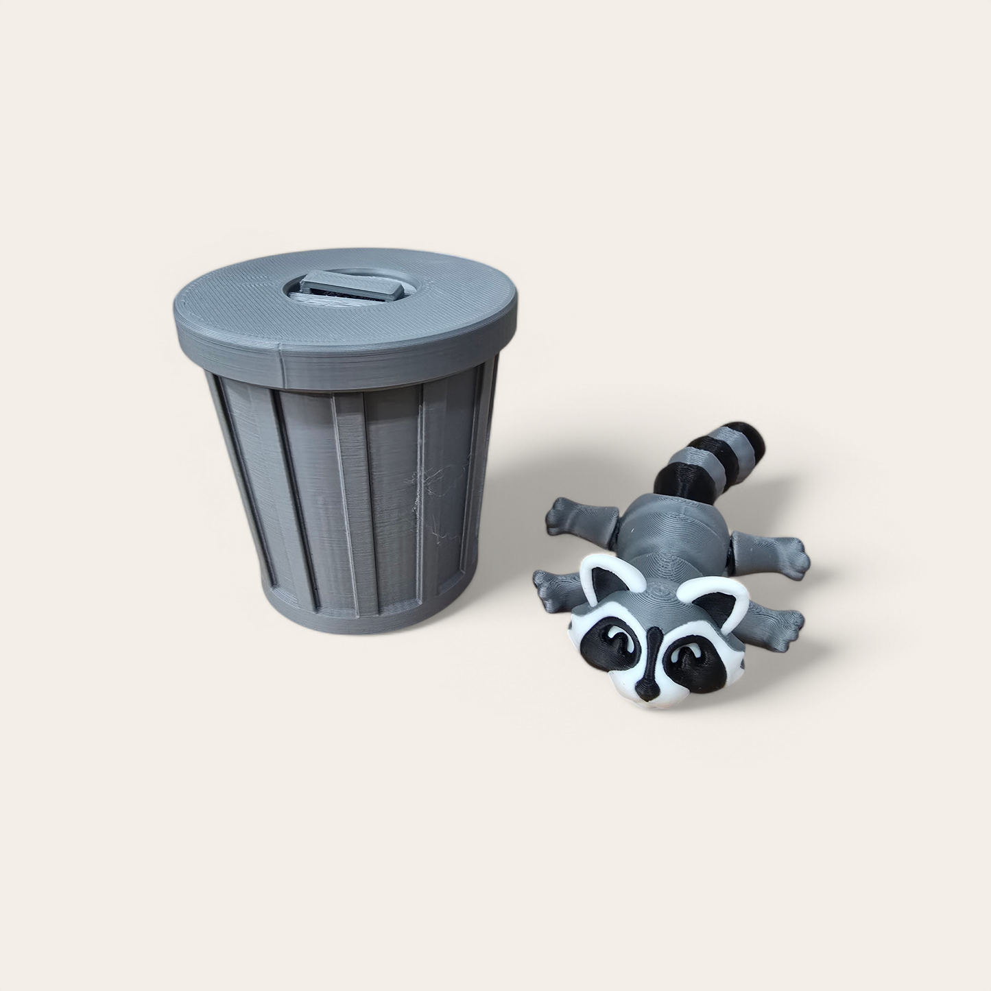 Articulating 3D Trash Panda and Trash Can