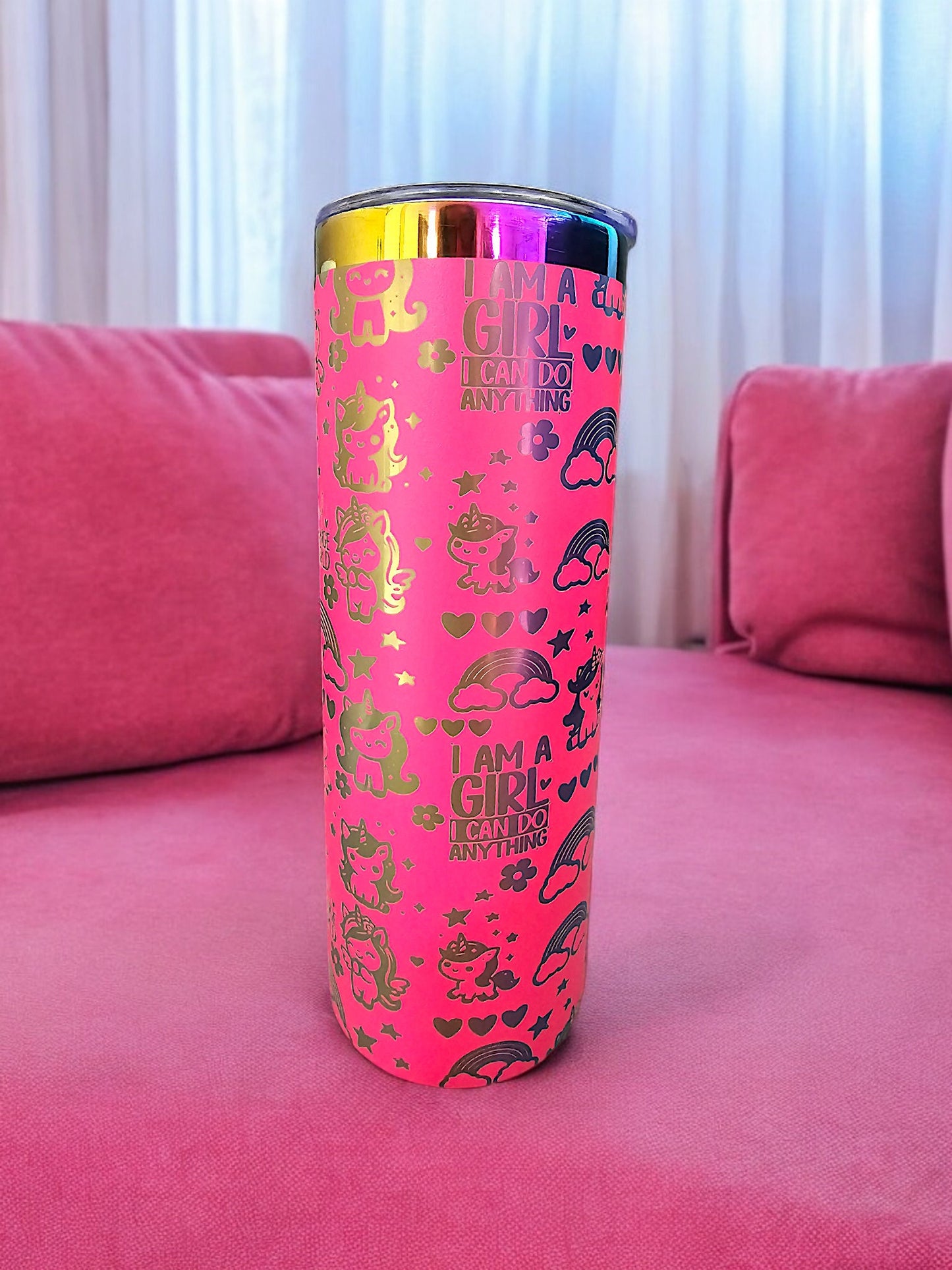 Unicorn, Girl Power Engraved Full Wrap Design 20oz Tumbler