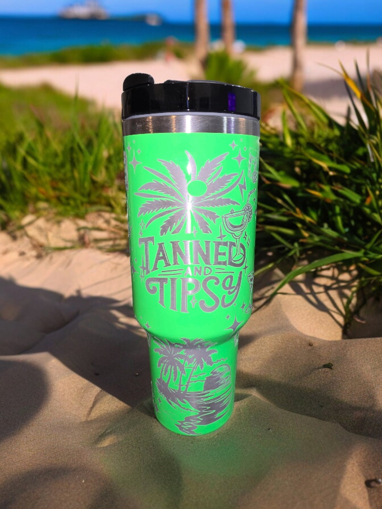 2.0 Tanned and Tipsy Laser Engraved Full Wrap Design 40oz Tumbler