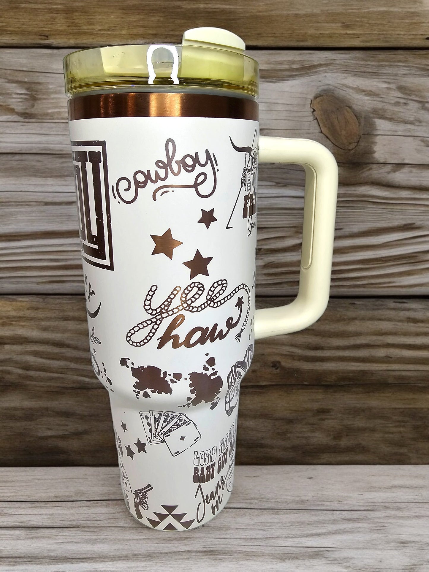 Western Laser Engraved Full Wrap Design 40oz Tumbler