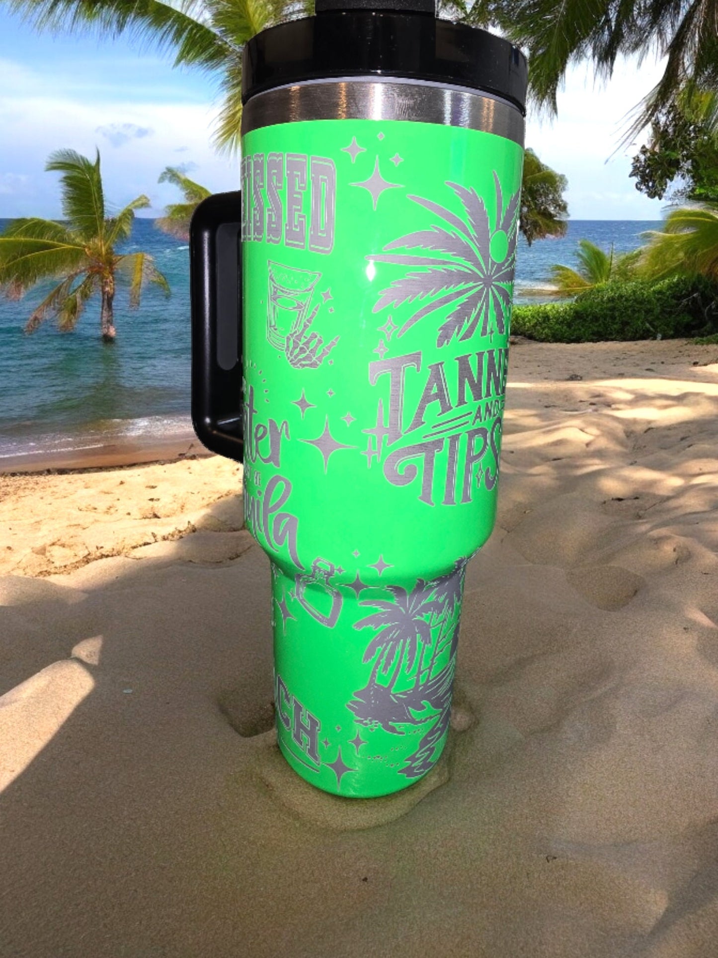 2.0 Tanned and Tipsy Laser Engraved Full Wrap Design 40oz Tumbler