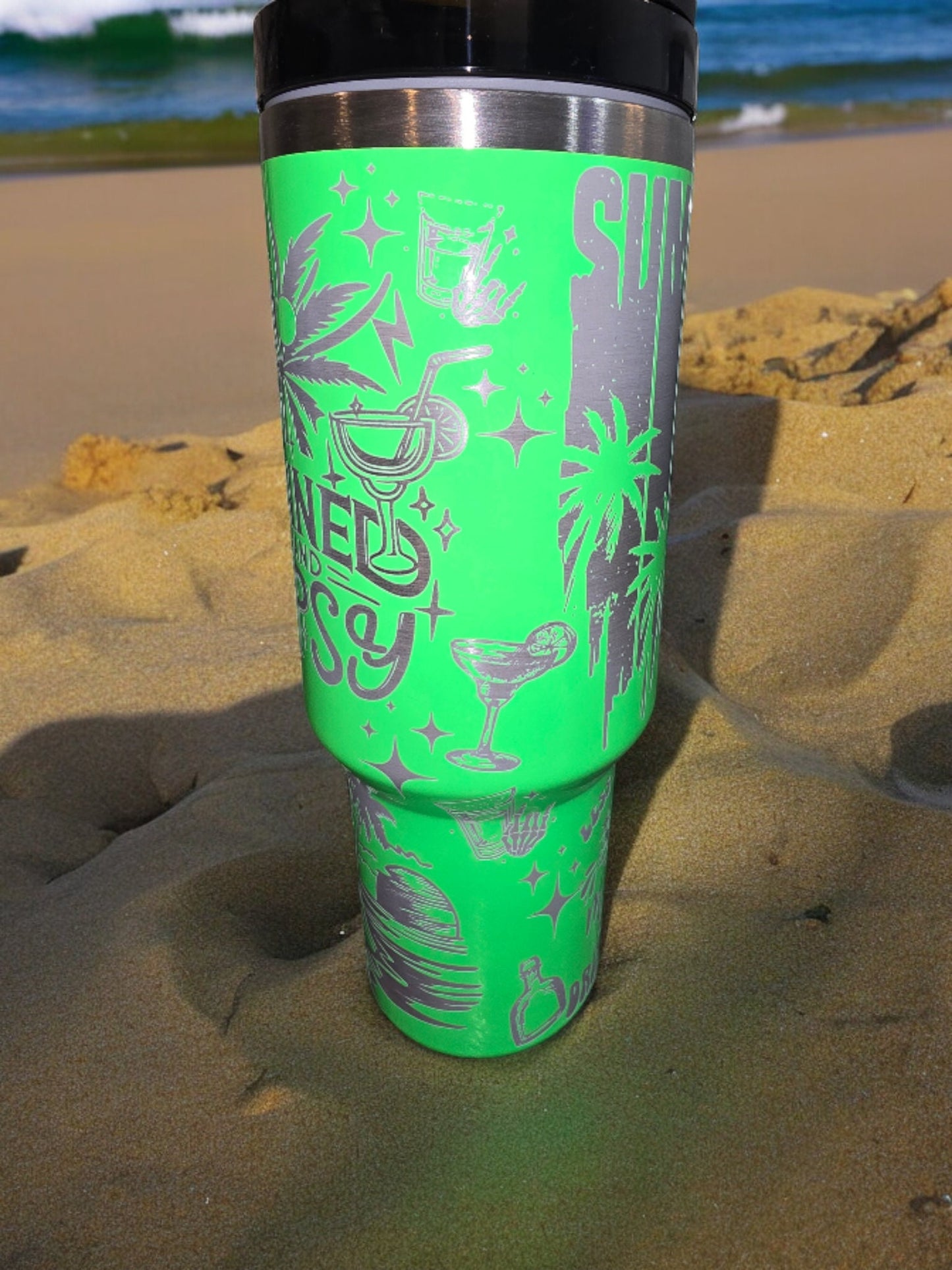 2.0 Tanned and Tipsy Laser Engraved Full Wrap Design 40oz Tumbler