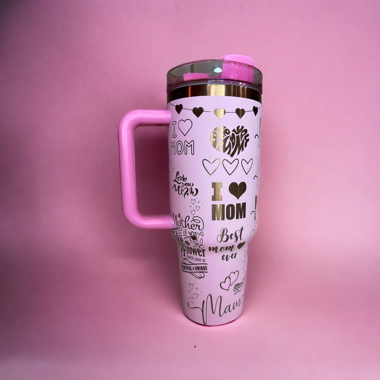 Mom- I love you Laser Engraved Full Wrap Design 40oz Tumbler, Digital Download, Seamless SVG For Laser Rotary