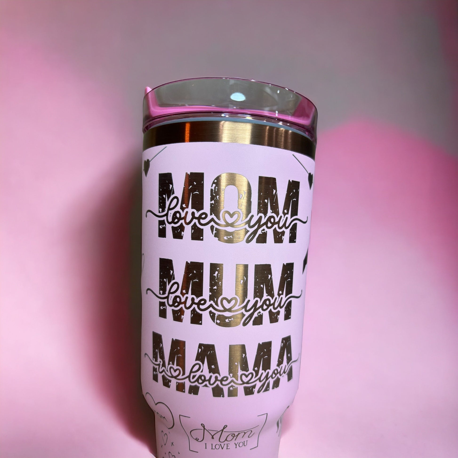 Mom- I love you Laser Engraved Full Wrap Design 40oz Tumbler, Digital Download, Seamless SVG For Laser Rotary