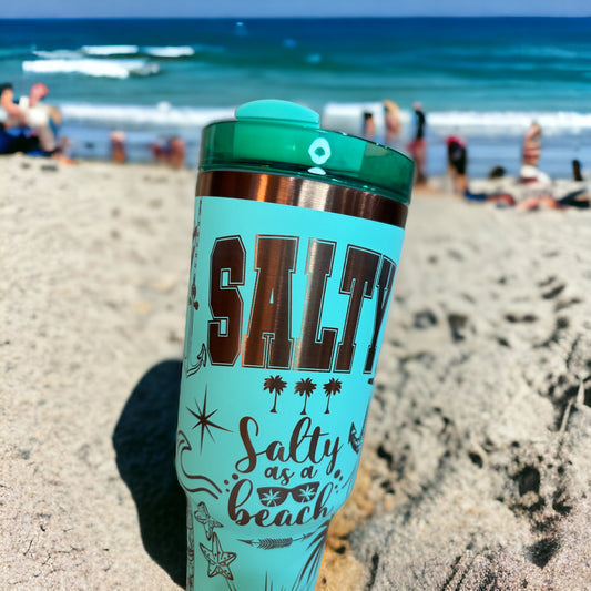 Salty Summer Laser Engraved Full Wrap Design 40oz Tumbler, Digital Download, Seamless SVG For Laser Rotary