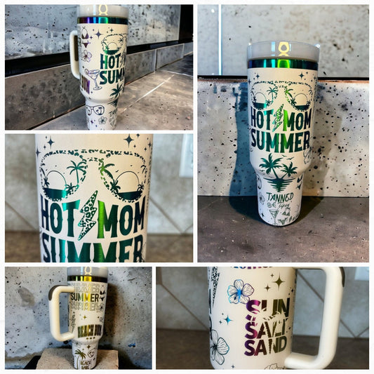 Hot Mom Summer Laser Engraved Full Wrap Design 40oz Tumbler, Digital Download, Seamless SVG For Laser Rotary