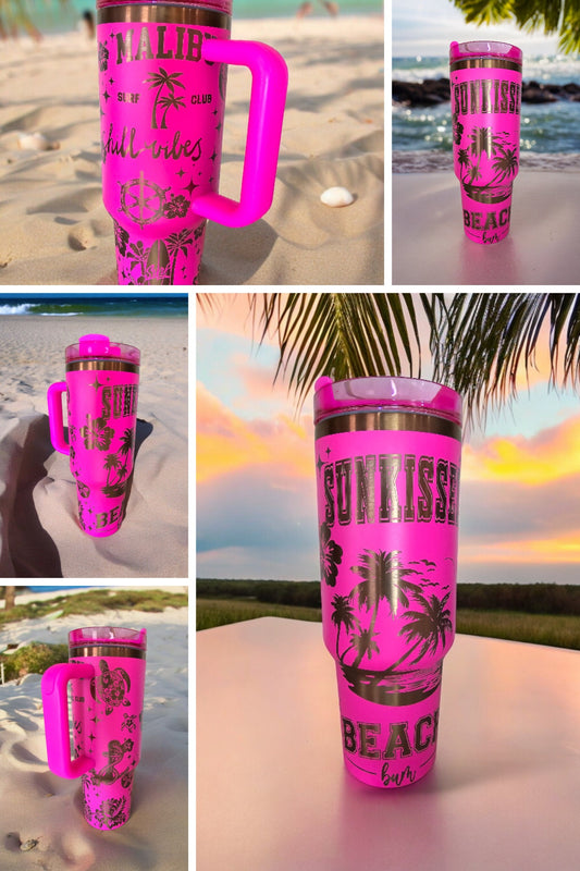 Sunkissed Engraved Full Wrap Design 40oz Tumbler, Digital Download, Seamless SVG For Laser Rotary