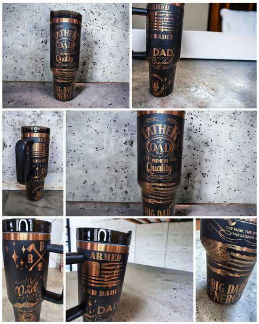 Big Dad Energy Laser Engraved Full Wrap Design 40oz Tumbler, Digital Download, Seamless SVG For Laser Rotary