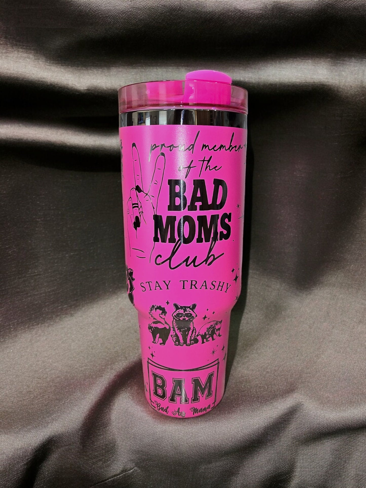 Bad Moms Club Engraved Full Wrap Design 40oz Tumbler, Digital Download, Seamless SVG For Laser Rotary