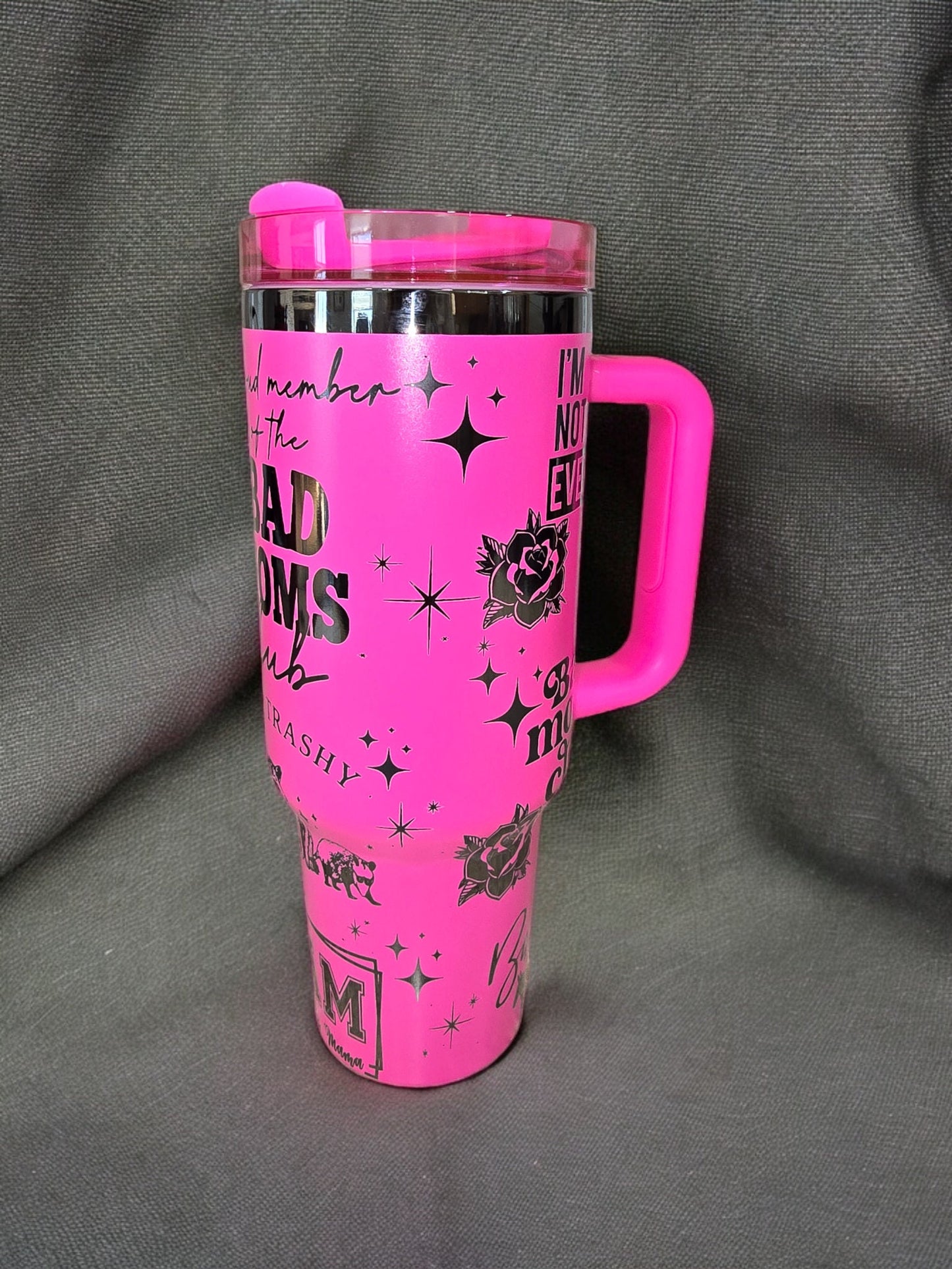 Bad Moms Club Engraved Full Wrap Design 40oz Tumbler, Digital Download, Seamless SVG For Laser Rotary