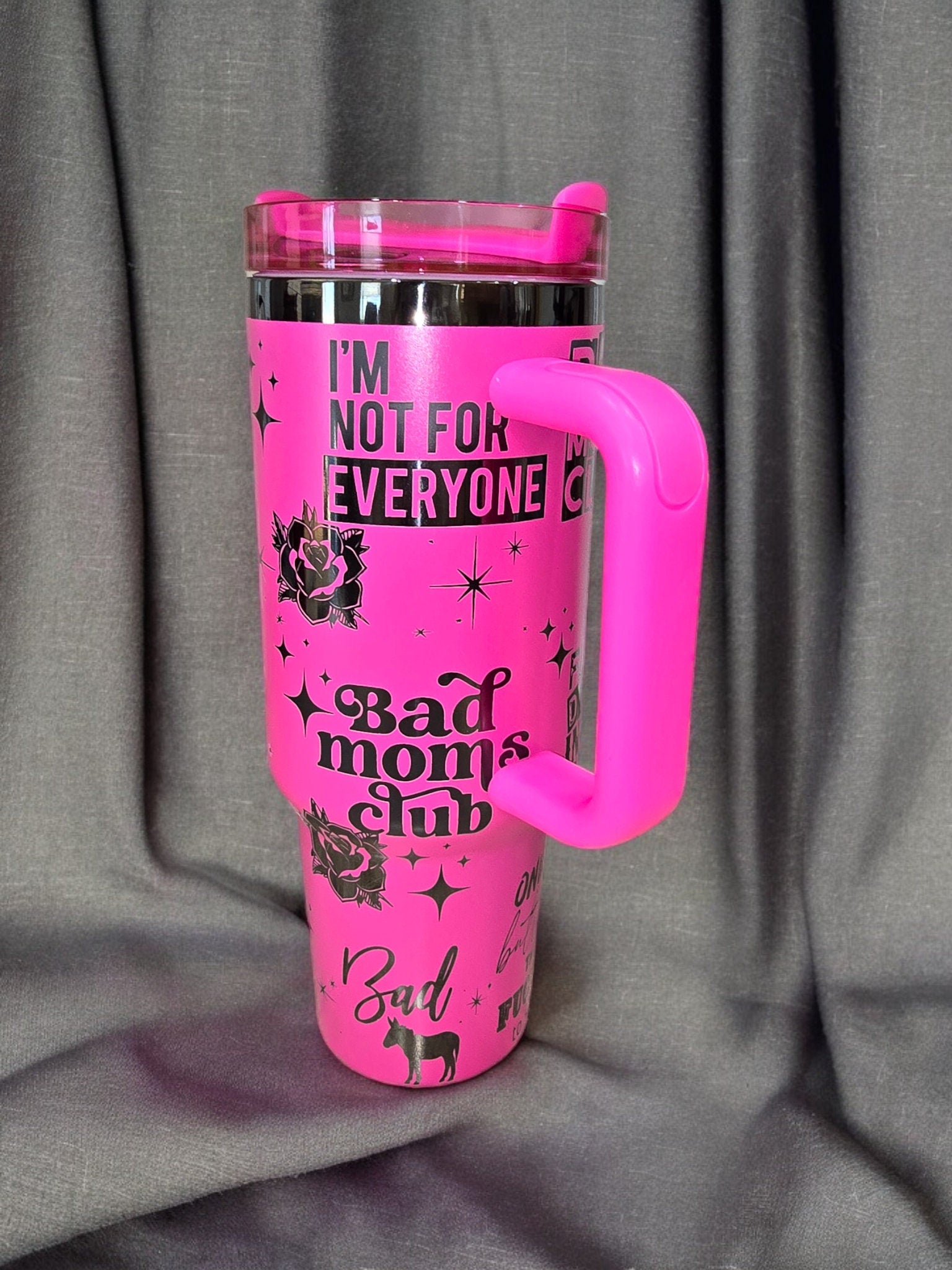 Bad Moms Club Engraved Full Wrap Design 40oz Tumbler, Digital Download, Seamless SVG For Laser Rotary