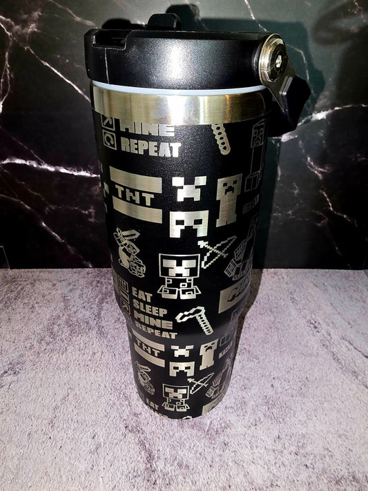 Minecraft Engraved Full Wrap Design 30/40oz Tumbler, Digital Download, Seamless SVG For Laser Rotary