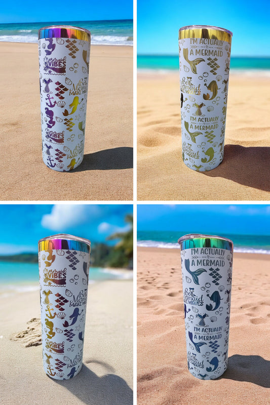 Mermaid Engraved Full Wrap Design 20/30oz Tumbler, Digital Download, Seamless SVG For Laser Rotary