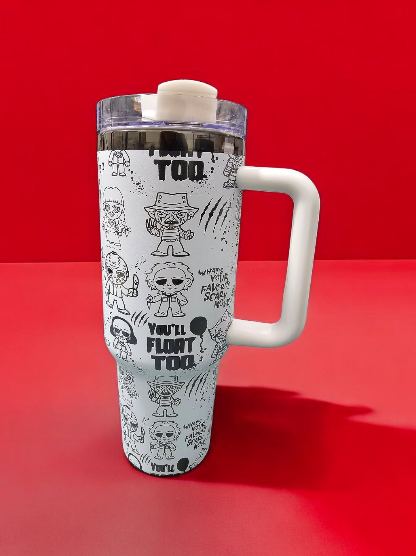 Horror Halloween Engraved Full Seamless Wrap Design 40oz Tumbler, Digital Download, Seamless SVG For Laser Rotary