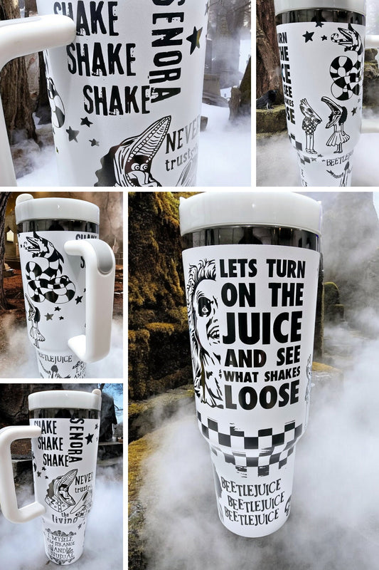 BeetleJuice 2.0 Engraved Full Seamless Wrap Design 40oz Tumbler, Digital Download, Seamless SVG and PNG For Laser Rotary