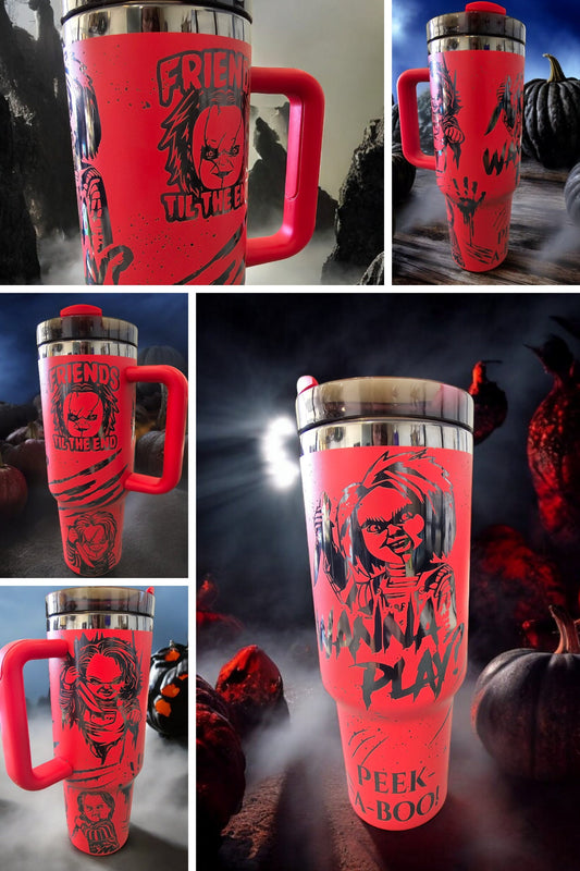 Chucky Engraved Full Seamless Wrap Design 40oz Tumbler, Digital Download, Seamless SVG For Laser Rotary