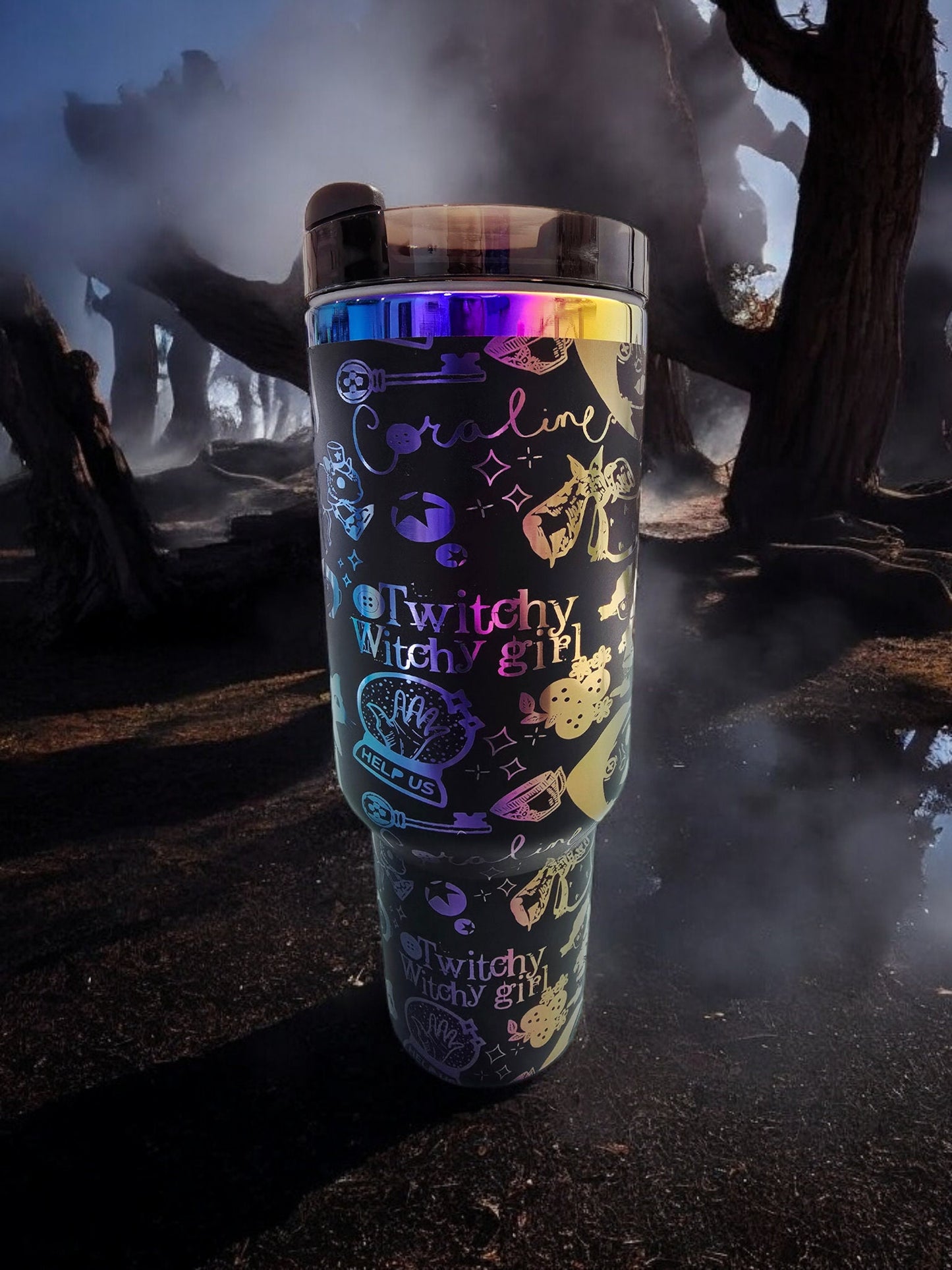 Coraline Engraved Full Seamless Wrap Design 40oz Tumbler, Digital Download, Seamless SVG and PNG For Laser Rotary