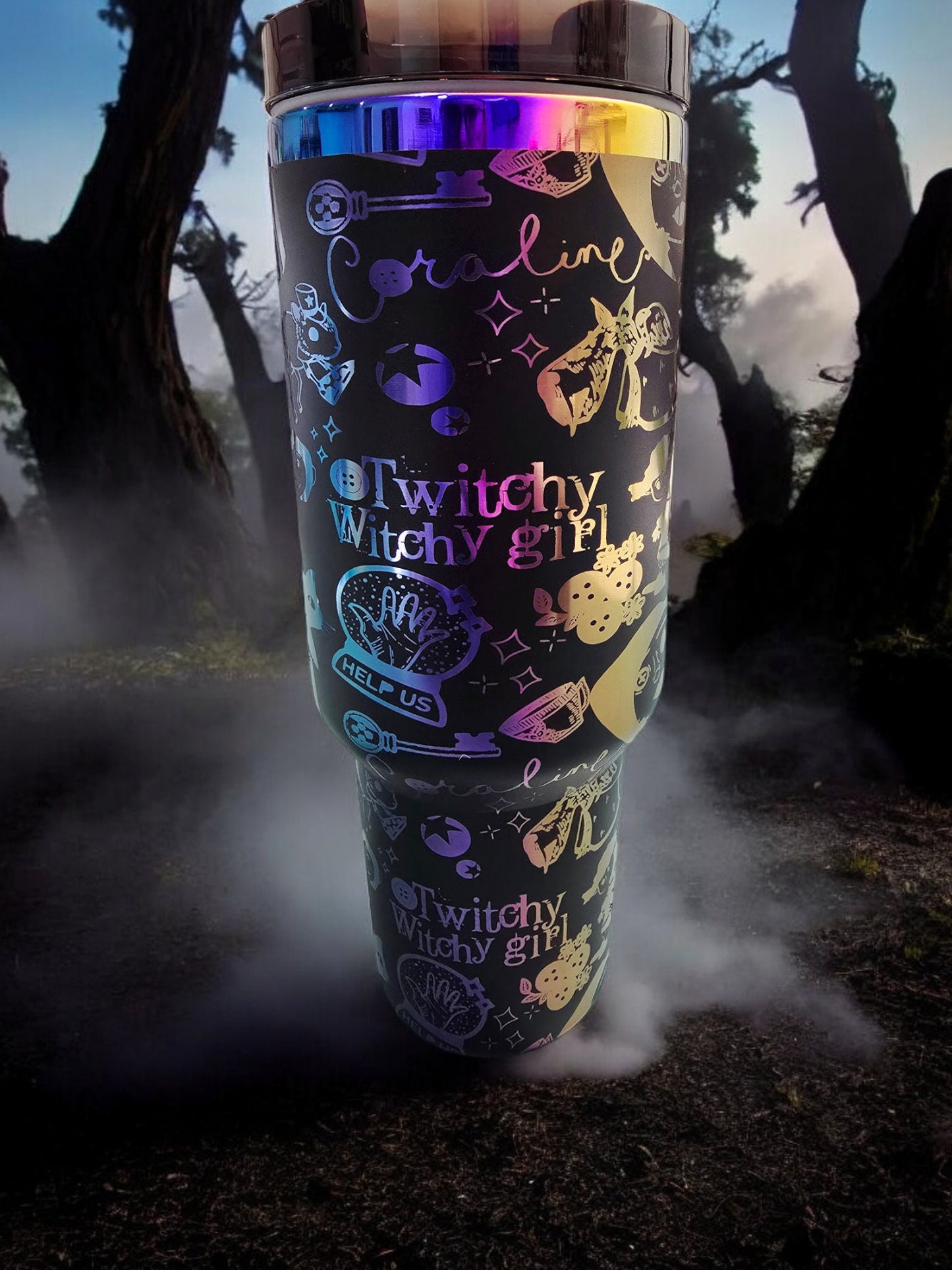 Coraline Engraved Full Seamless Wrap Design 40oz Tumbler, Digital Download, Seamless SVG and PNG For Laser Rotary