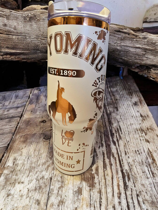 Wyoming Laser Engraved Full Wrap Design 40oz Tumbler, Digital Download, Seamless SVG For Laser Rotary