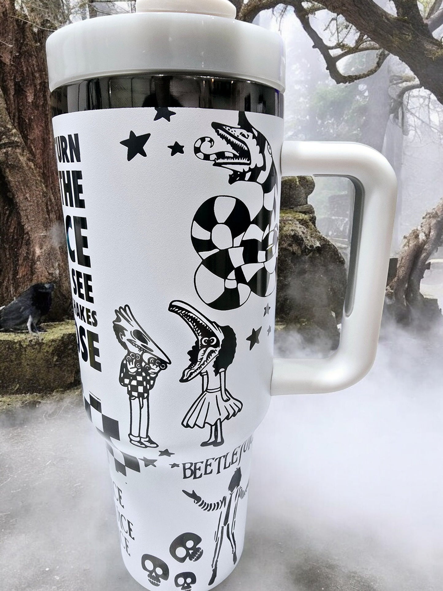 BeetleJuice 2.0 Engraved Full Seamless Wrap Design 40oz Tumbler, Digital Download, Seamless SVG and PNG For Laser Rotary