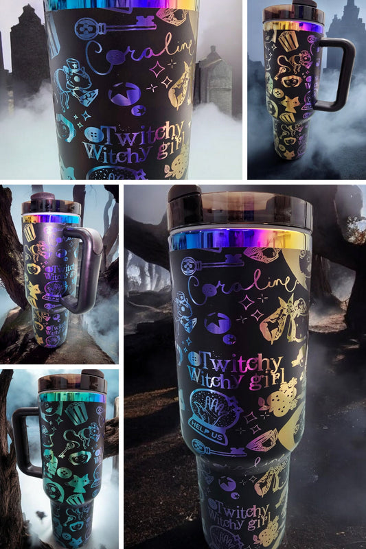 Coraline Engraved Full Seamless Wrap Design 40oz Tumbler, Digital Download, Seamless SVG and PNG For Laser Rotary