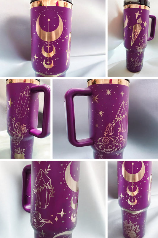 Mystical Engraved Full Seamless Wrap Design 40oz Tumbler, Digital Download, Seamless SVG and PNG For Laser Rotary