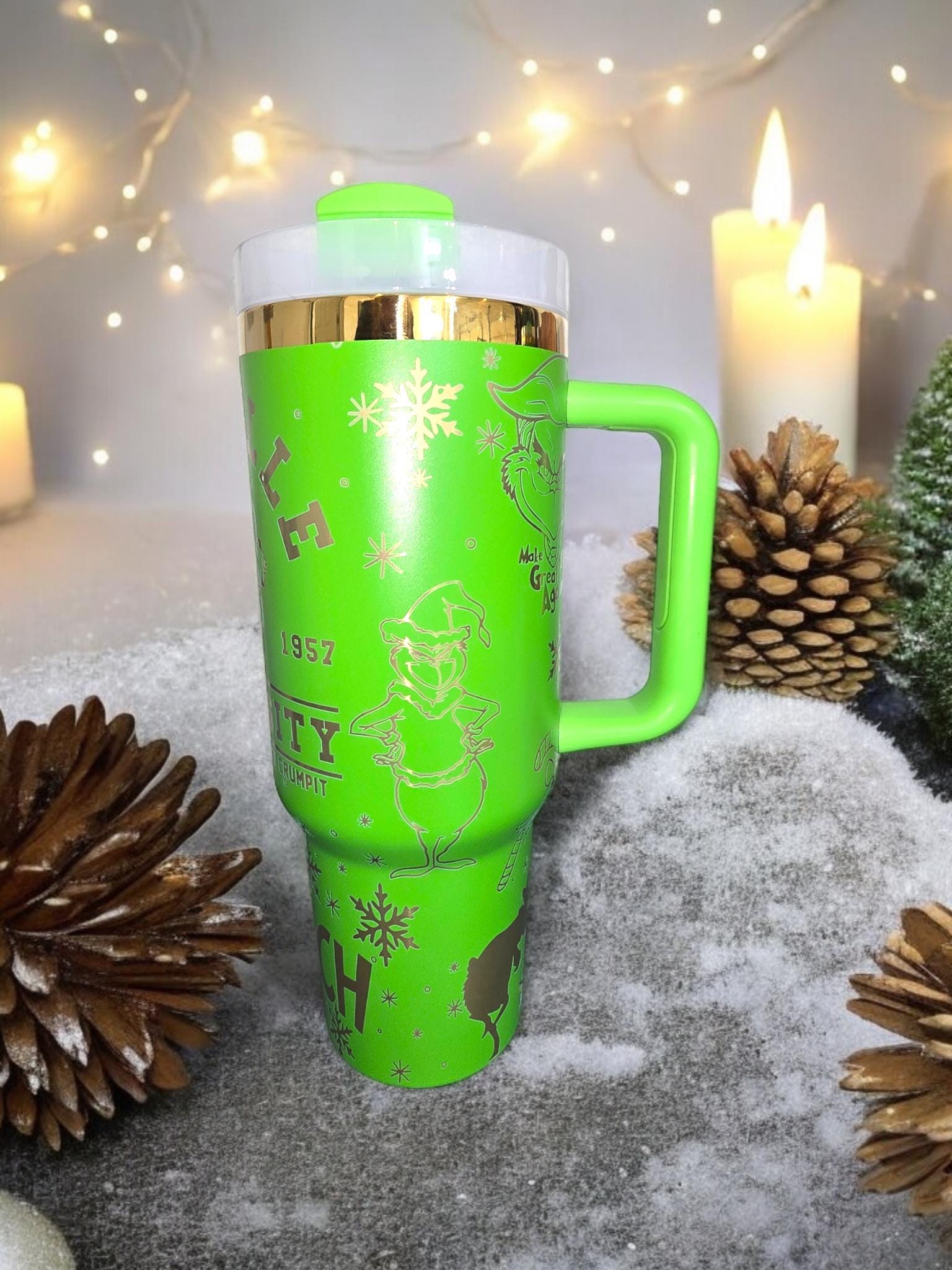 Whoville University Engraved Full Seamless Wrap Design 40oz Tumbler, Digital Download, Seamless SVG and PNG For Laser Rotary