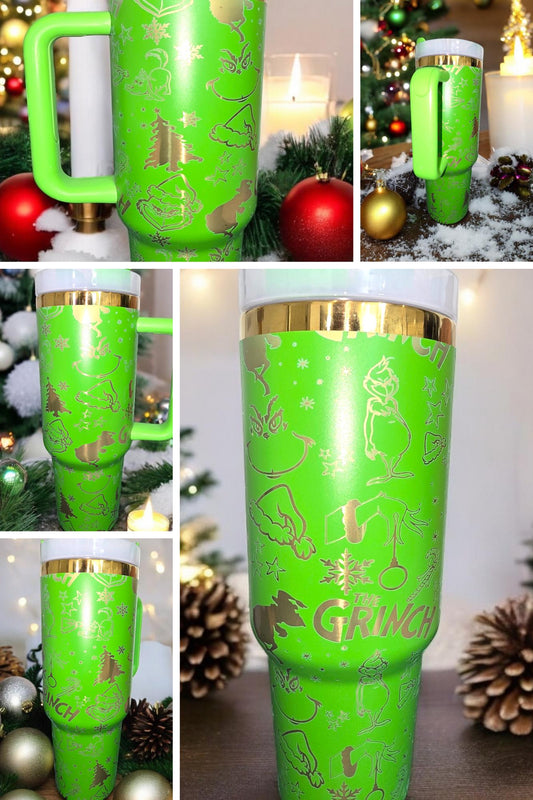 Grinchy Pattern Engraved Full Seamless Wrap Design 40oz Tumbler, Digital Download, Seamless SVG and PNG For Laser Rotary