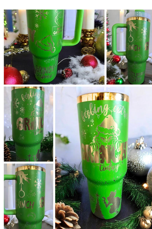 Feeling Extra Grinchy Engraved Full Seamless Wrap Design 40oz Tumbler, Digital Download, Seamless SVG and PNG For Laser Rotary