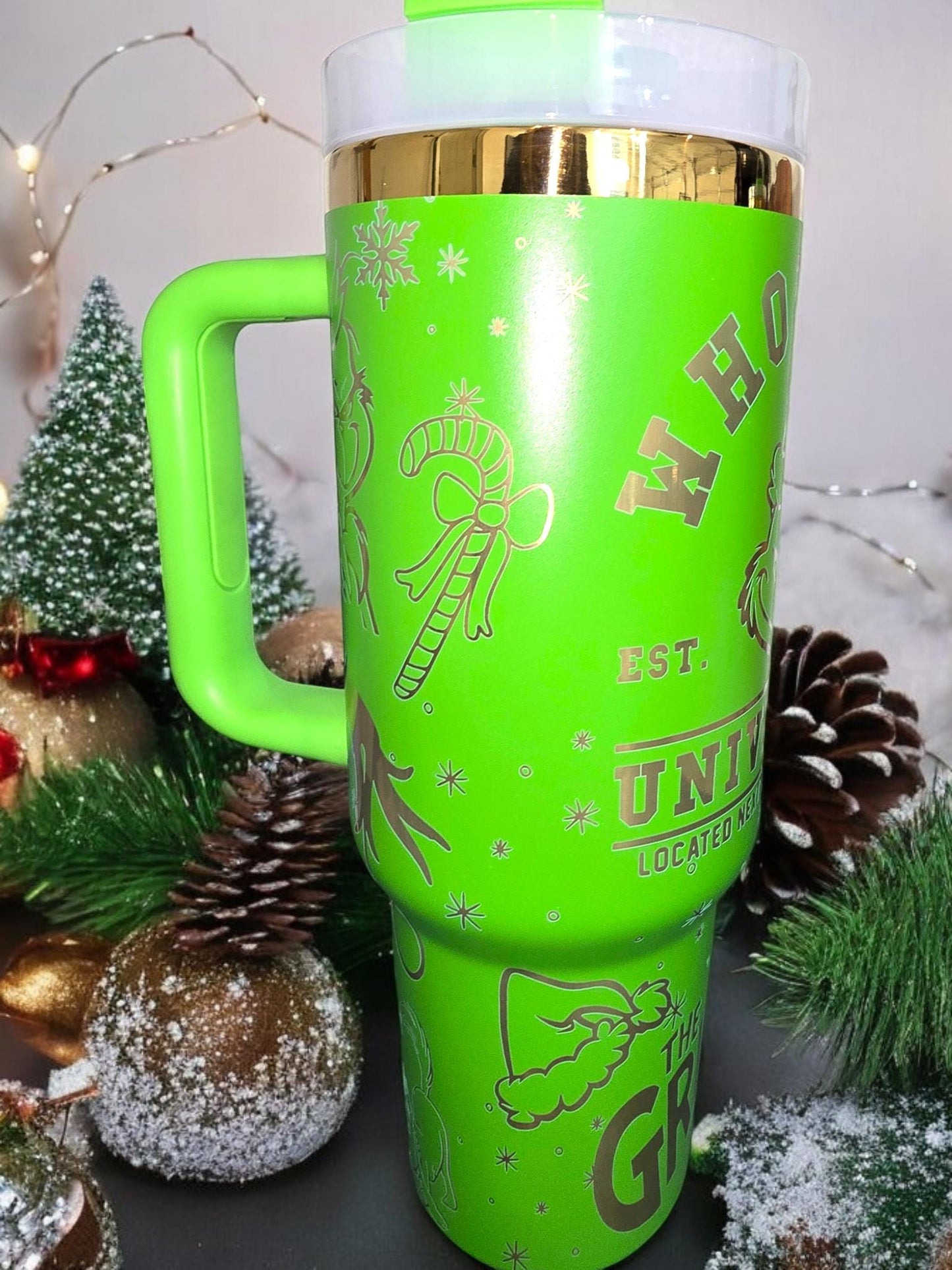 Whoville University Engraved Full Seamless Wrap Design 40oz Tumbler, Digital Download, Seamless SVG and PNG For Laser Rotary