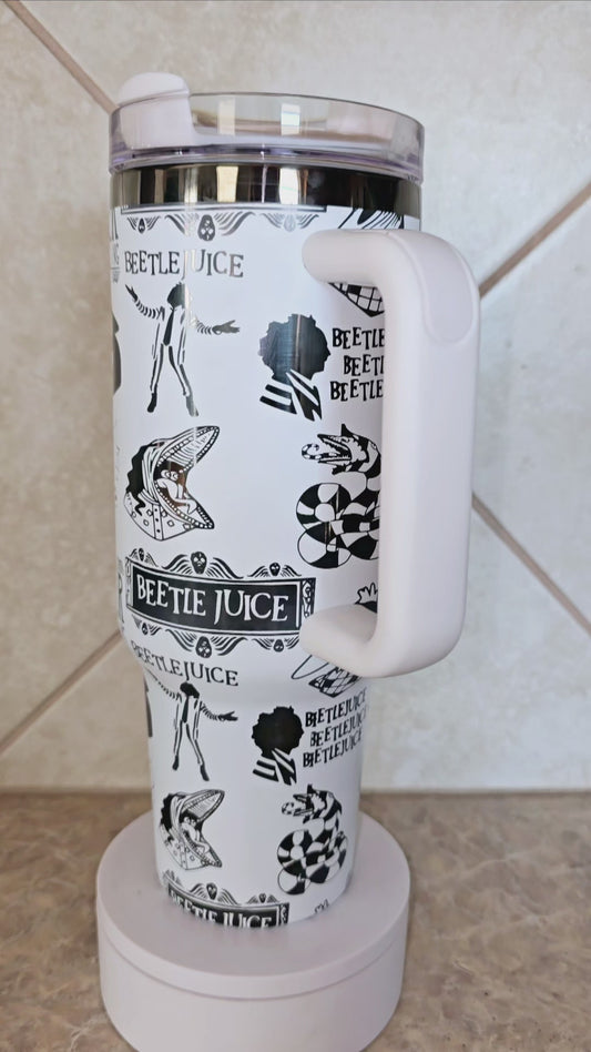 Beetle_Juice Pattern Laser Engraved Full Wrap Design 40oz Tumbler