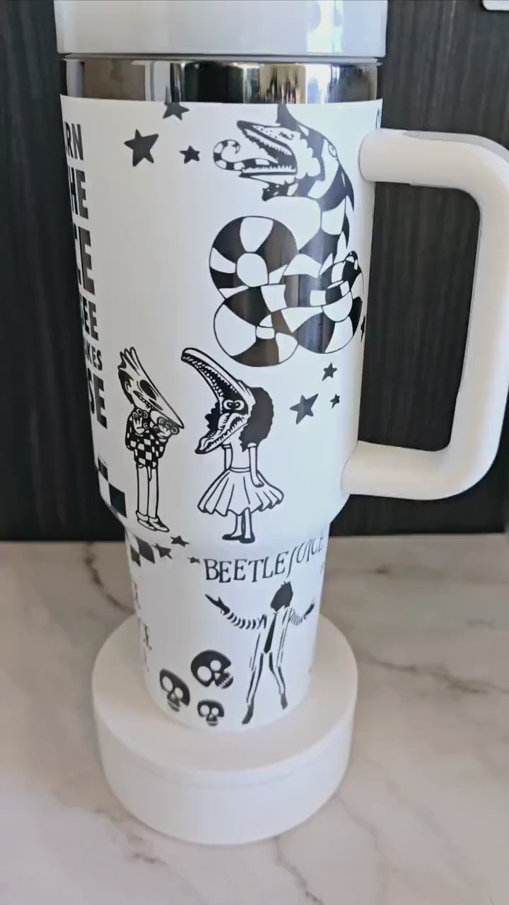 BeetleJuice 2.0  Engraved Full Seamless Wrap Design 40oz Tumbler, Digital Download, Seamless SVG and PNG For Laser Rotary