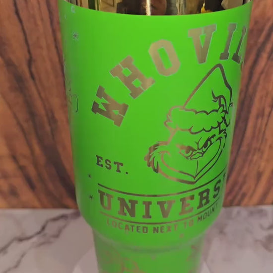 Whoville University Engraved Full Seamless Wrap Design 40oz Tumbler, Digital Download, Seamless SVG and PNG For Laser Rotary