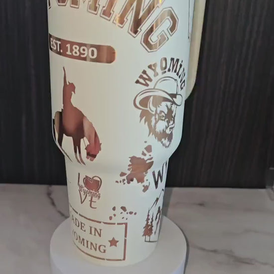 Wyoming Laser Engraved Full Wrap Design 40oz Tumbler, Digital Download, Seamless SVG For Laser Rotary