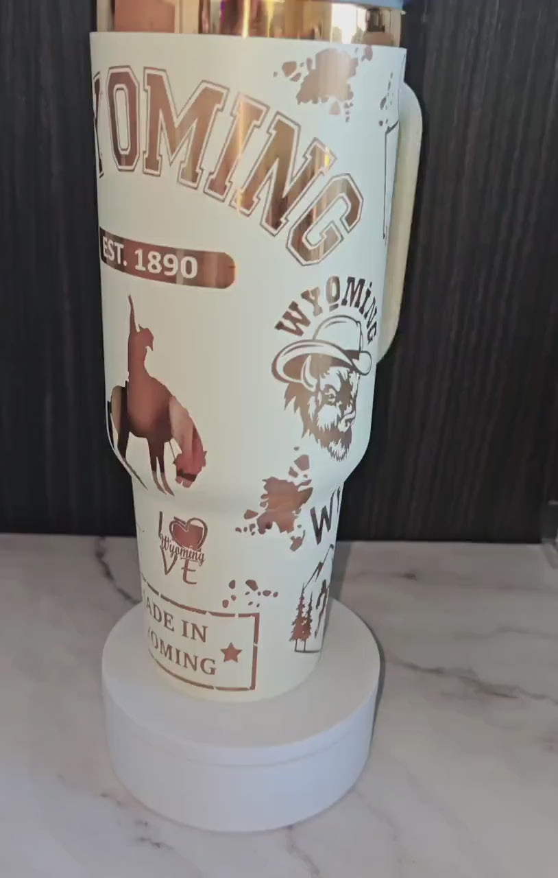 Wyoming Laser Engraved Full Wrap Design 40oz Tumbler, Digital Download, Seamless SVG For Laser Rotary