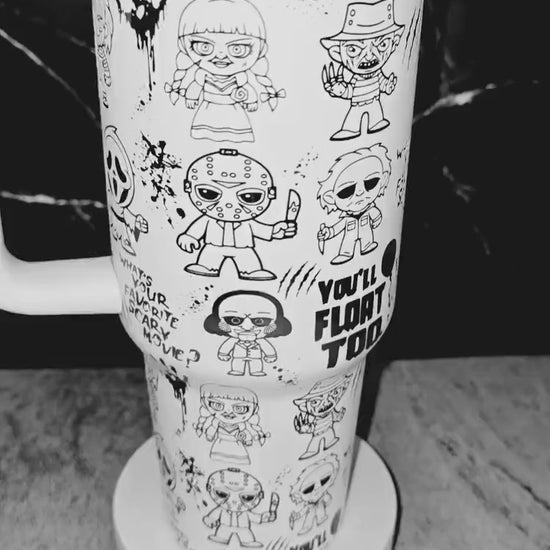 Horror Halloween  Engraved Full Seamless Wrap Design 40oz Tumbler, Digital Download, Seamless SVG For Laser Rotary